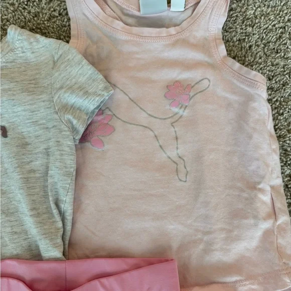 Toddler girl Puma 3-Piece Active Set tshirt, tank and short set pink size 2T - Picture 5 of 7